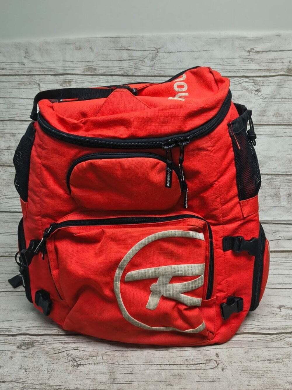 Vintage Rossignol Ski Boot Bag Backpack Red Large Travel Luggage Pack 20" x 21"